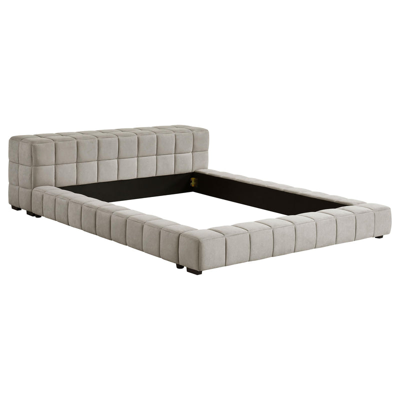 Coaster Furniture Trinity 306121KE Upholstered Eastern King Platform Bed - Light Taupe IMAGE 1