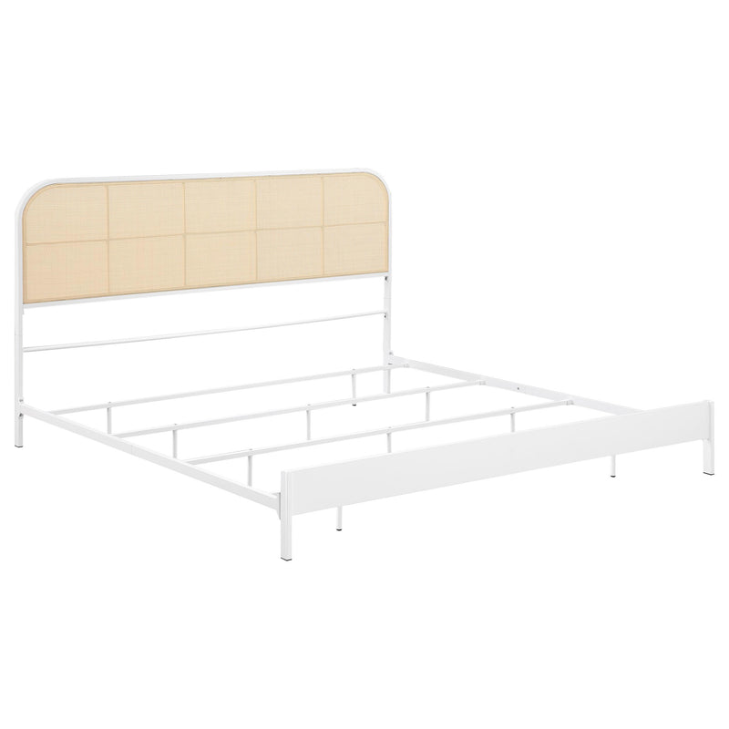 Coaster Furniture Amherst 360301KE Radio Weave Rattan Metal Eastern King Bed - White IMAGE 1