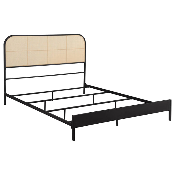 Coaster Furniture Amherst 360351Q Radio Weave Rattan Metal Queen Bed - Black IMAGE 1