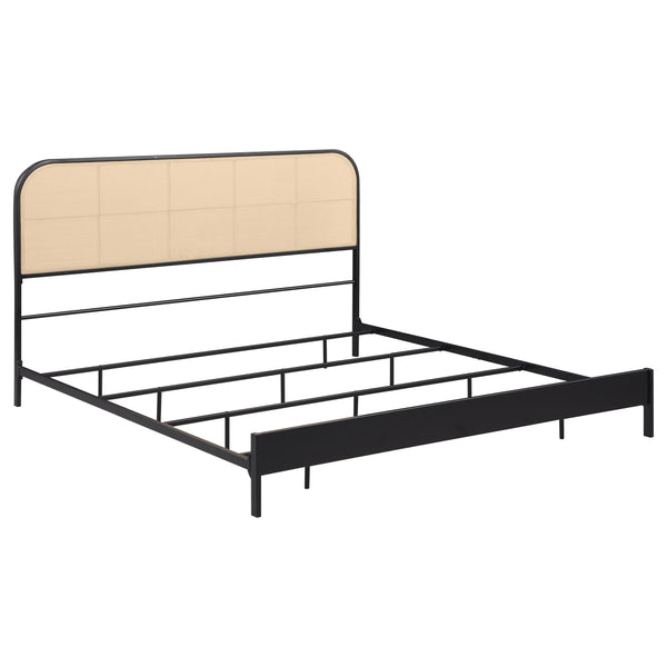 Coaster Furniture Amherst 360351KE Radio Weave Rattan Metal Eastern King Bed - Black IMAGE 1