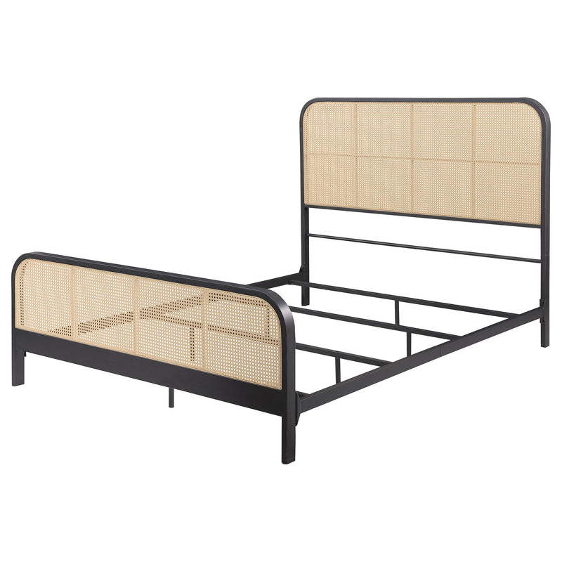 Coaster Furniture Lanewood 360250Q Open Cane Webbing Metal Queen Bed - Black IMAGE 3