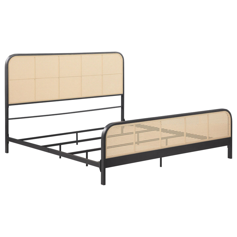 Coaster Furniture Lanewood 360250KE Open Cane Webbing Metal Eastern King Bed - Black IMAGE 1