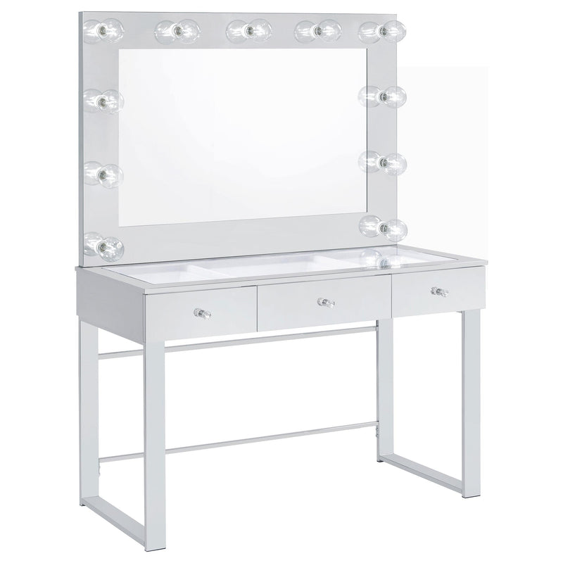 Coaster Furniture Umbridge 935934 3-Drawer Vanity Set with Lighting - Chrome and White IMAGE 1