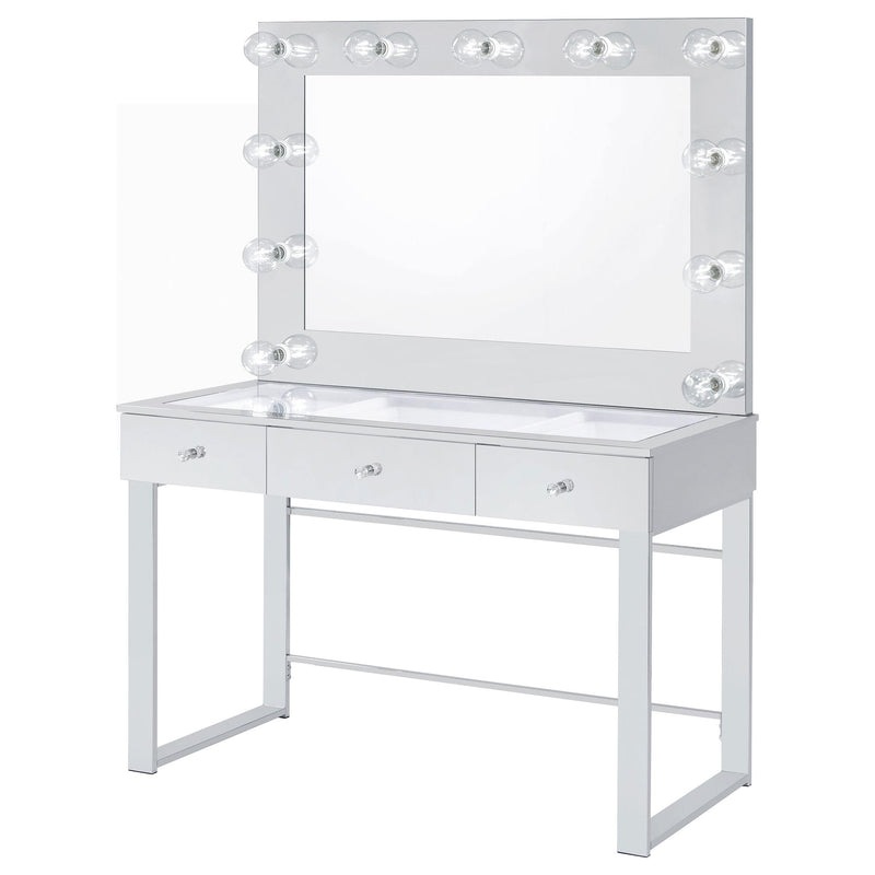 Coaster Furniture Umbridge 935934 3-Drawer Vanity Set with Lighting - Chrome and White IMAGE 3