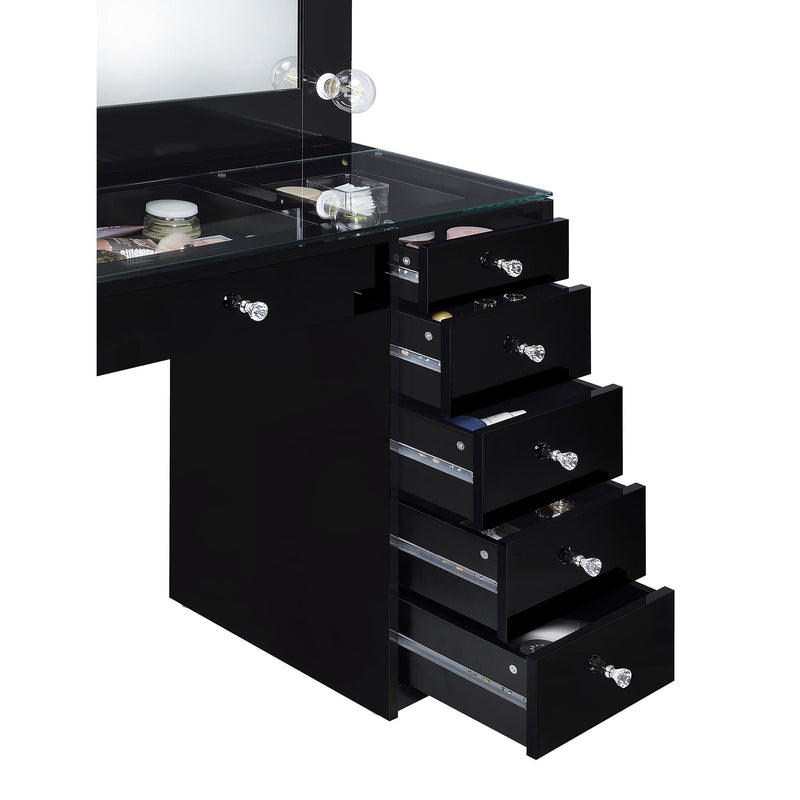 Coaster Furniture Acena 931144 7-Drawer Vanity Set with Lighting - Black High Gloss IMAGE 11