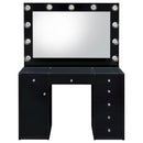 Coaster Furniture Acena 931144 7-Drawer Vanity Set with Lighting - Black High Gloss IMAGE 3