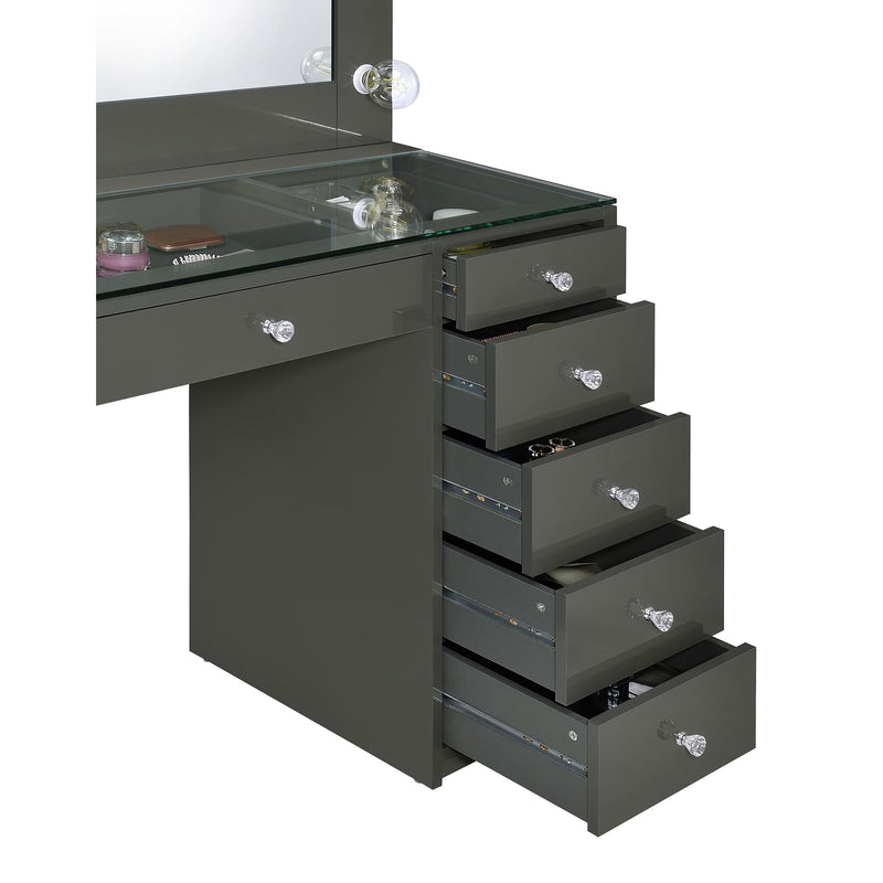 Coaster Furniture Acena 931145 7-Drawer Vanity Set with Lighting - Grey High Gloss IMAGE 11