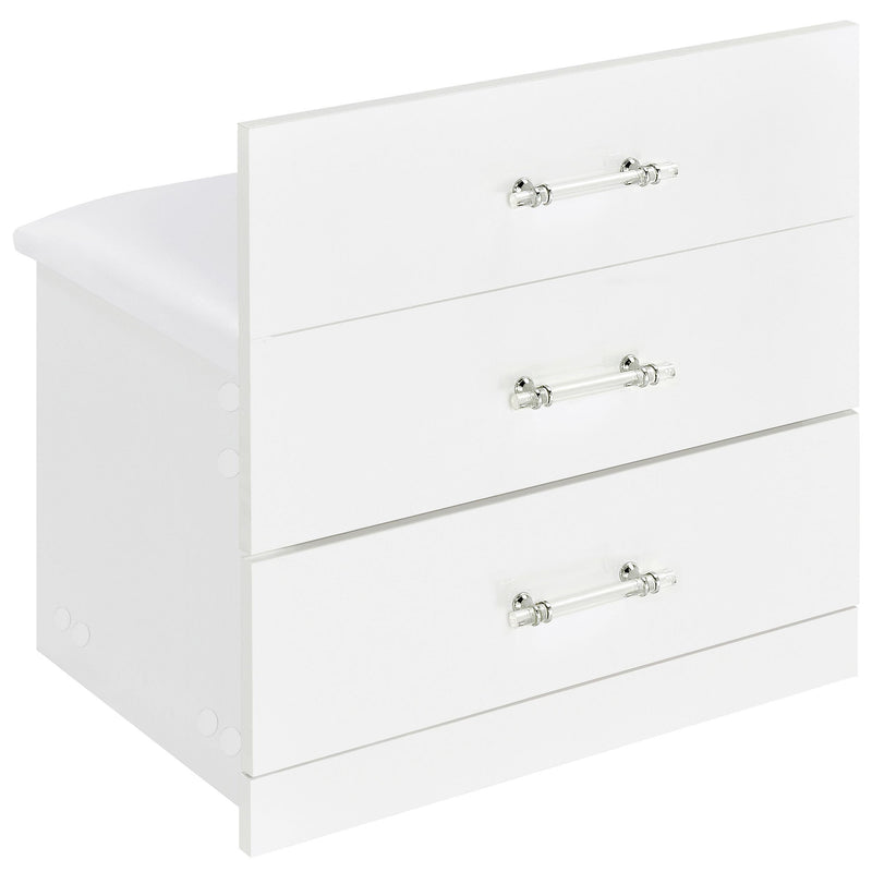 Coaster Furniture Danbury 930208 3-Drawer Makeup Vanity & Stool - Set White High Gloss IMAGE 13