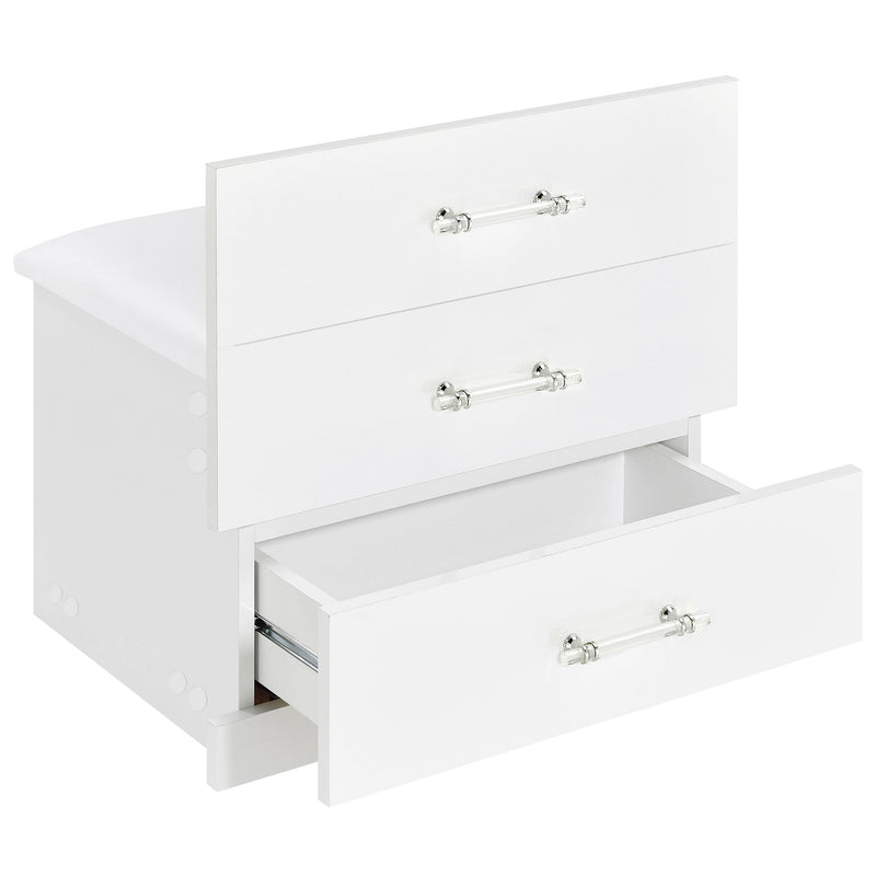 Coaster Furniture Danbury 930208 3-Drawer Makeup Vanity & Stool - Set White High Gloss IMAGE 14
