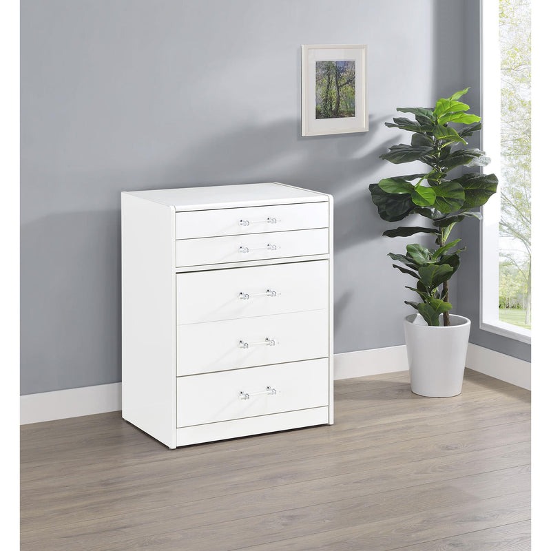 Coaster Furniture Danbury 930208 3-Drawer Makeup Vanity & Stool - Set White High Gloss IMAGE 15