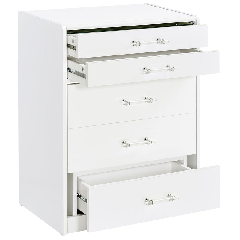 Coaster Furniture Danbury 930208 3-Drawer Makeup Vanity & Stool - Set White High Gloss IMAGE 2