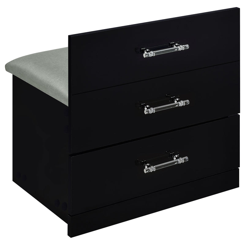 Coaster Furniture Danbury 930209 3-Drawer Makeup Vanity & Stool - Set Black High Gloss IMAGE 13