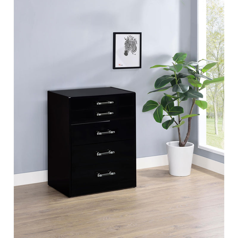 Coaster Furniture Danbury 930209 3-Drawer Makeup Vanity & Stool - Set Black High Gloss IMAGE 15