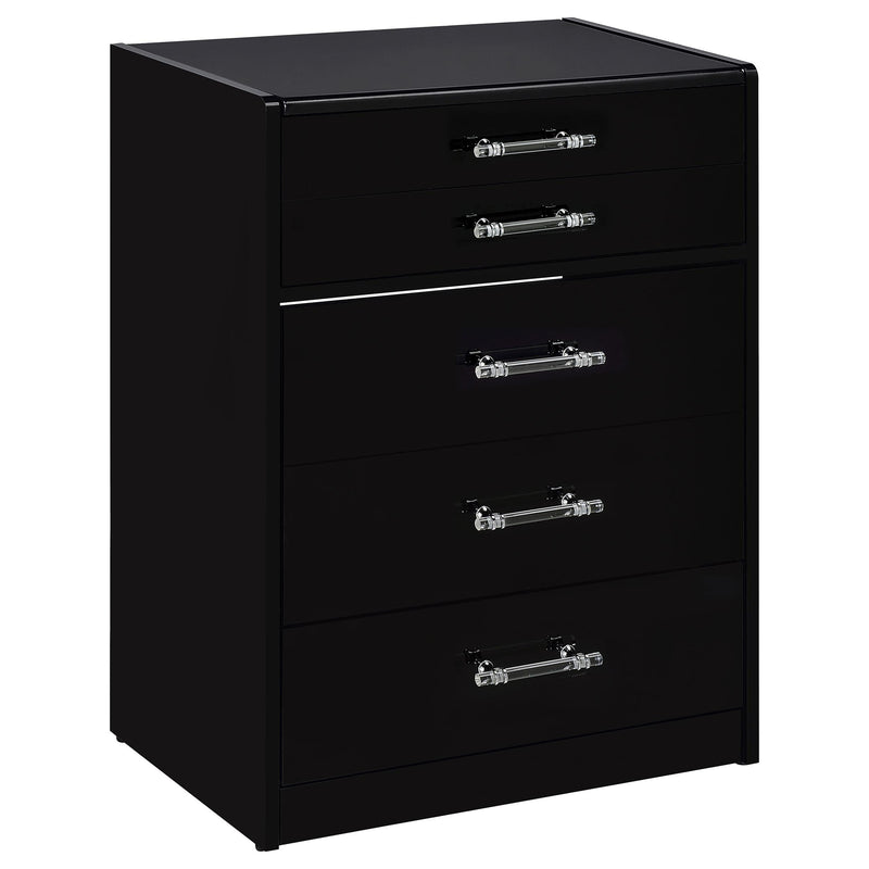 Coaster Furniture Danbury 930209 3-Drawer Makeup Vanity & Stool - Set Black High Gloss IMAGE 1