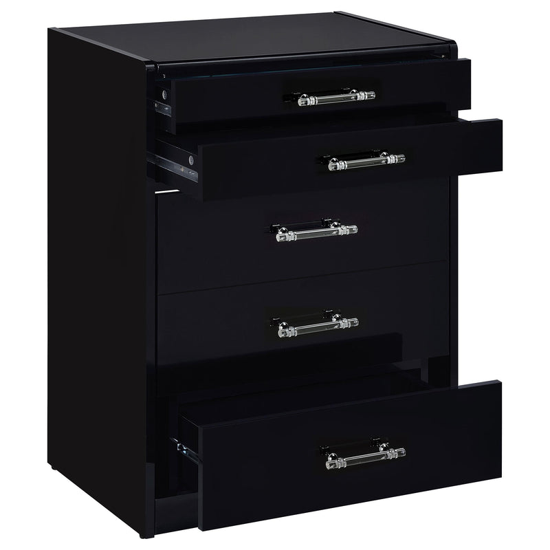 Coaster Furniture Danbury 930209 3-Drawer Makeup Vanity & Stool - Set Black High Gloss IMAGE 2