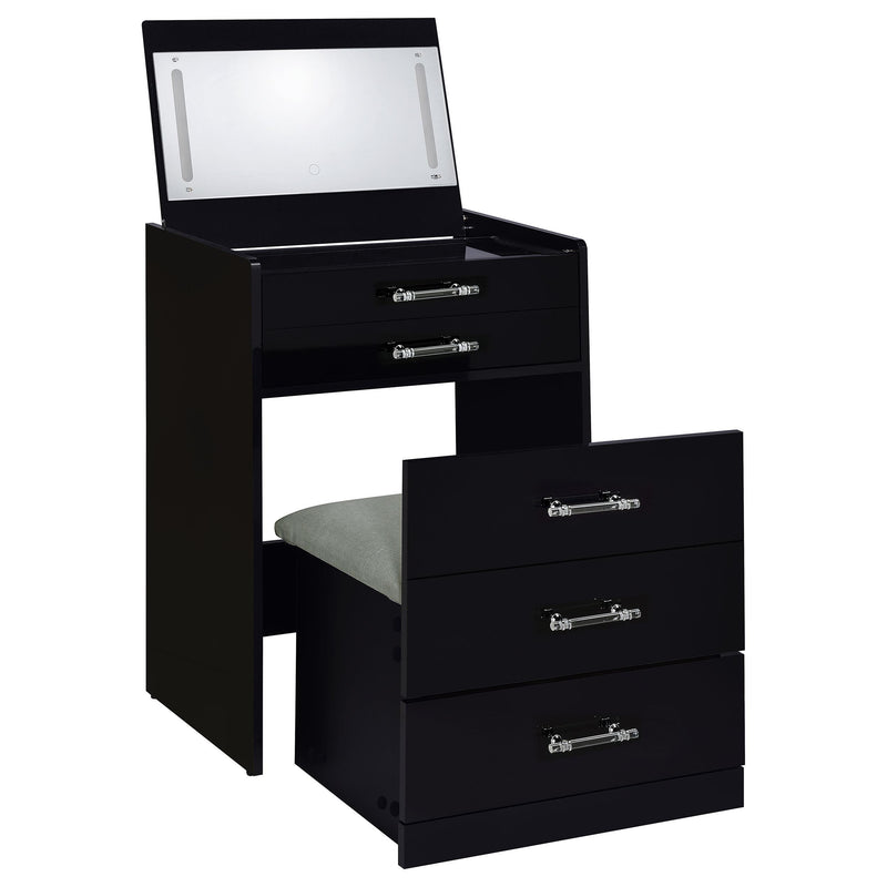 Coaster Furniture Danbury 930209 3-Drawer Makeup Vanity & Stool - Set Black High Gloss IMAGE 3