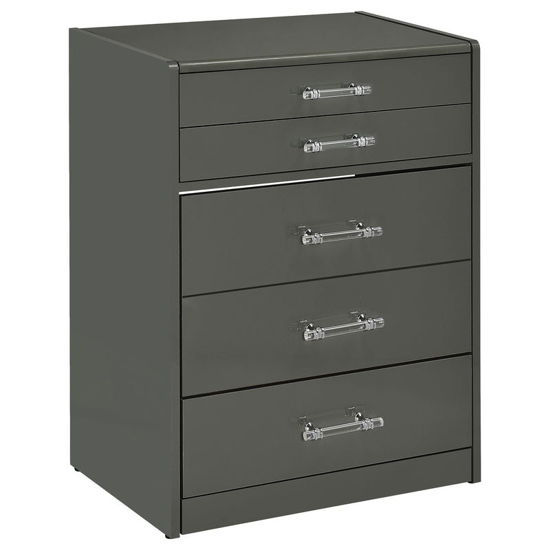 Coaster Furniture Danbury 930210 3-Drawer Makeup Vanity & Stool - Set Grey High Gloss IMAGE 1