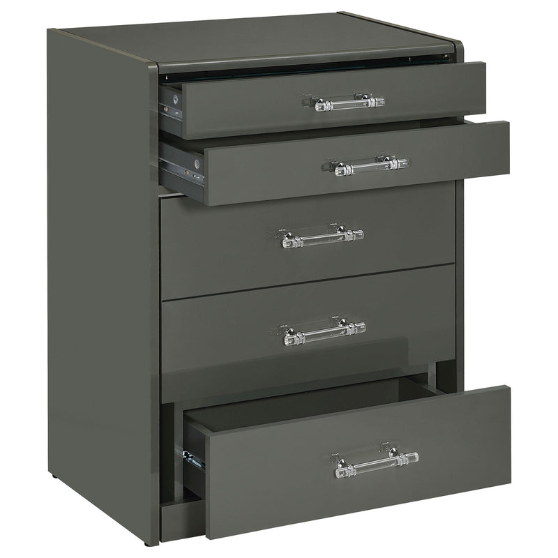 Coaster Furniture Danbury 930210 3-Drawer Makeup Vanity & Stool - Set Grey High Gloss IMAGE 2