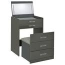Coaster Furniture Danbury 930210 3-Drawer Makeup Vanity & Stool - Set Grey High Gloss IMAGE 3