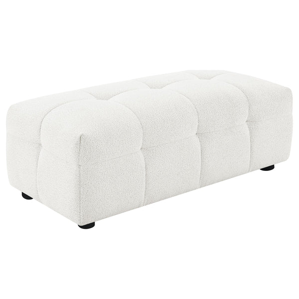 Coaster Furniture Everly 504854 Boucle Upholstered Rectangular Ottoman - Off White IMAGE 1