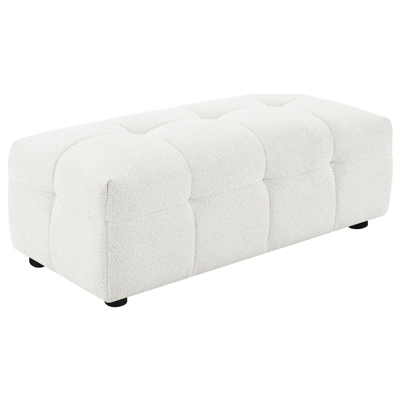 Coaster Furniture Everly 504854 Boucle Upholstered Rectangular Ottoman - Off White IMAGE 1
