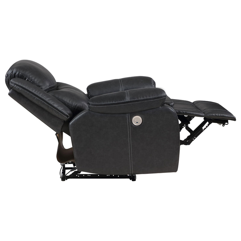 Coaster Furniture Sycamore 610233P Upholstered Power Recliner Chair - Dark Grey IMAGE 5