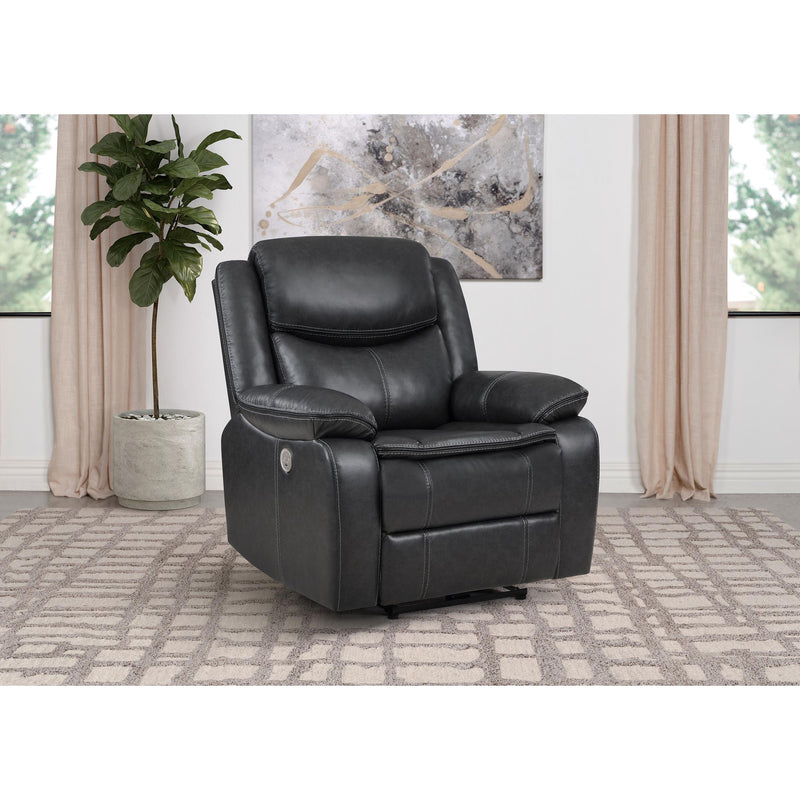 Coaster Furniture Sycamore 610233P Upholstered Power Recliner Chair - Dark Grey IMAGE 6