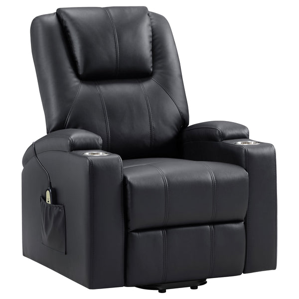 Coaster Furniture Armstrong 609475P Upholstered Power Lift Massage Recliner - Black IMAGE 1
