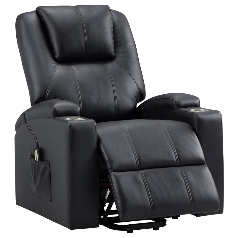 Coaster Furniture Armstrong 609475P Upholstered Power Lift Massage Recliner - Black IMAGE 2
