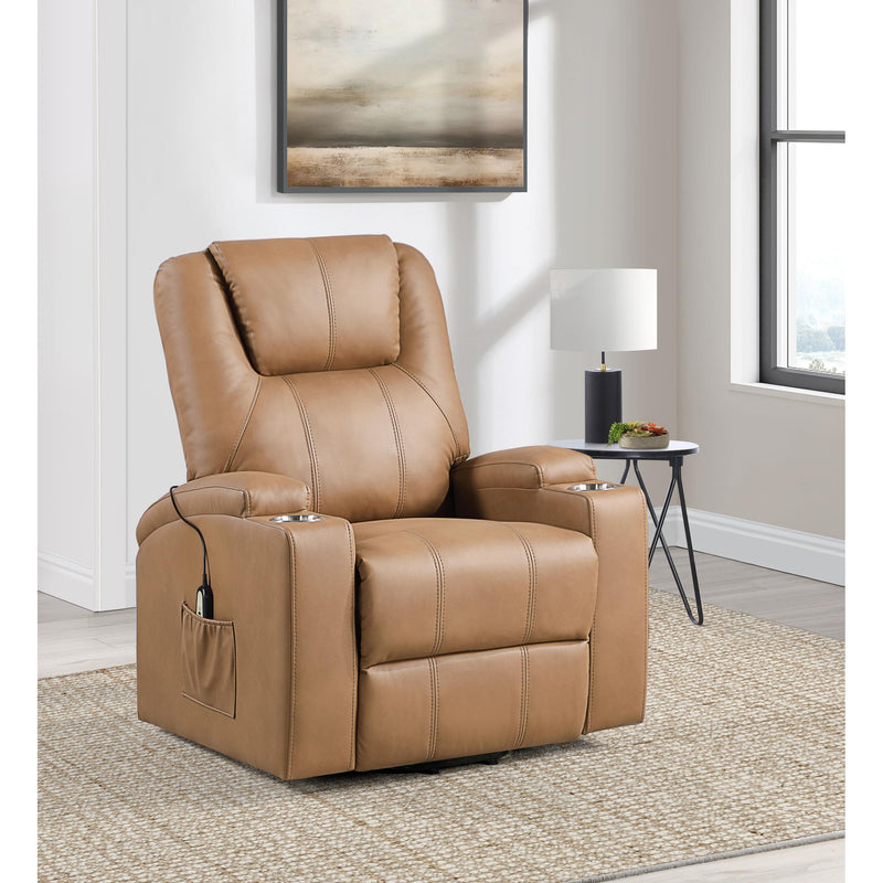 Coaster Furniture Armstrong 609476P Upholstered Power Lift Massage Recliner - Camel IMAGE 8