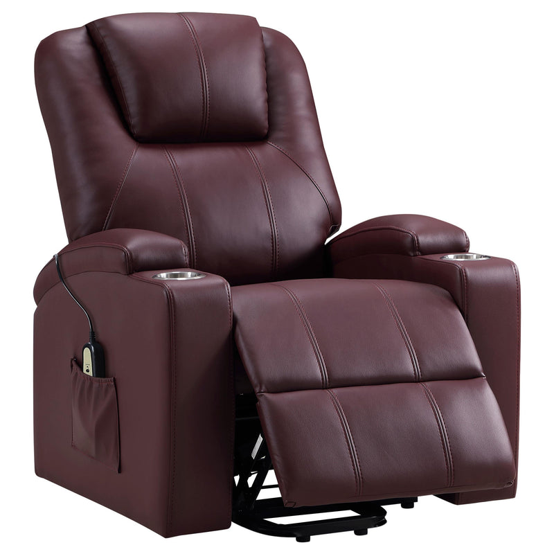 Coaster Furniture Armstrong 609479P Upholstered Power Lift Massage Recliner - Wine IMAGE 2