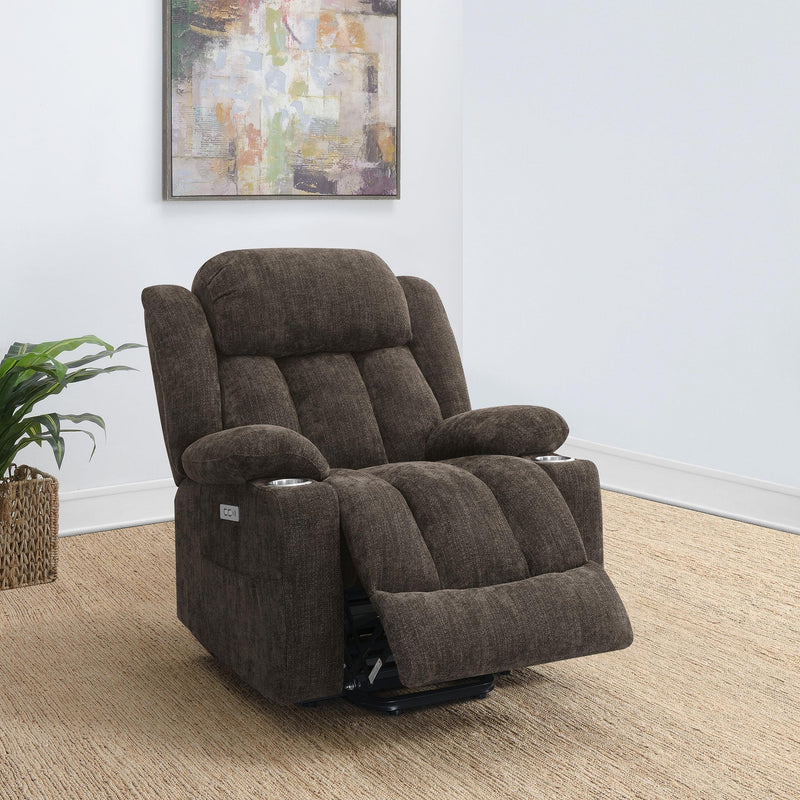 Coaster Furniture Houston 603233P Upholstered Power Lift Recliner Chair - Dark Brown IMAGE 12