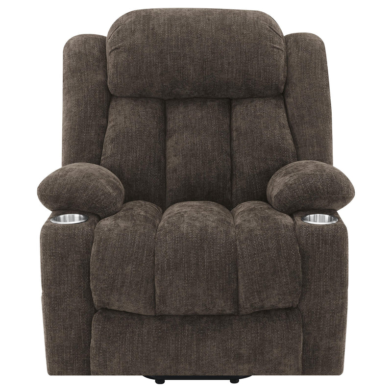 Coaster Furniture Houston 603233P Upholstered Power Lift Recliner Chair - Dark Brown IMAGE 4