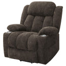 Coaster Furniture Houston 603233P Upholstered Power Lift Recliner Chair - Dark Brown IMAGE 5