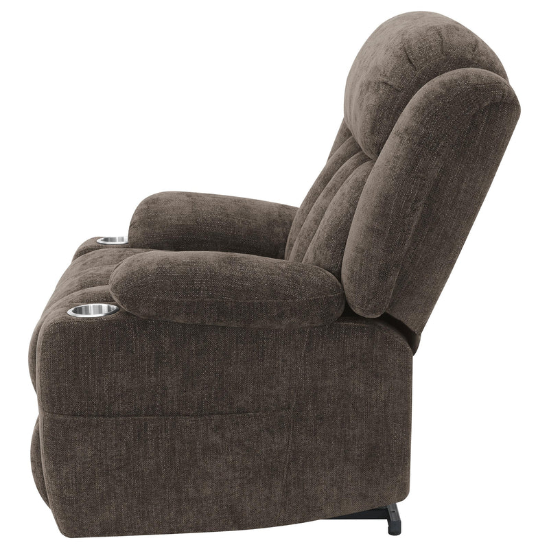 Coaster Furniture Houston 603233P Upholstered Power Lift Recliner Chair - Dark Brown IMAGE 6