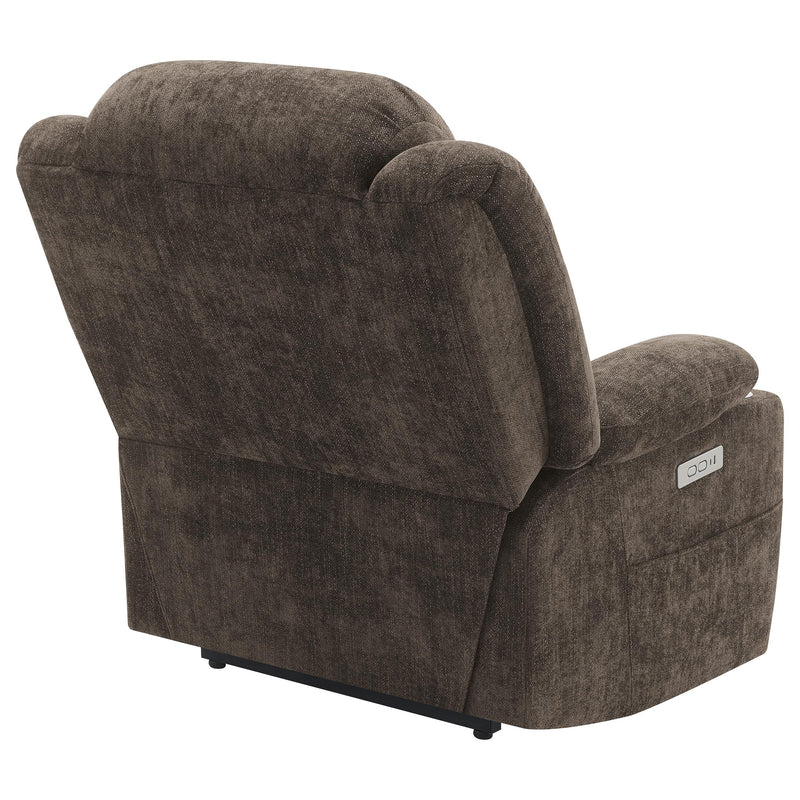 Coaster Furniture Houston 603233P Upholstered Power Lift Recliner Chair - Dark Brown IMAGE 8