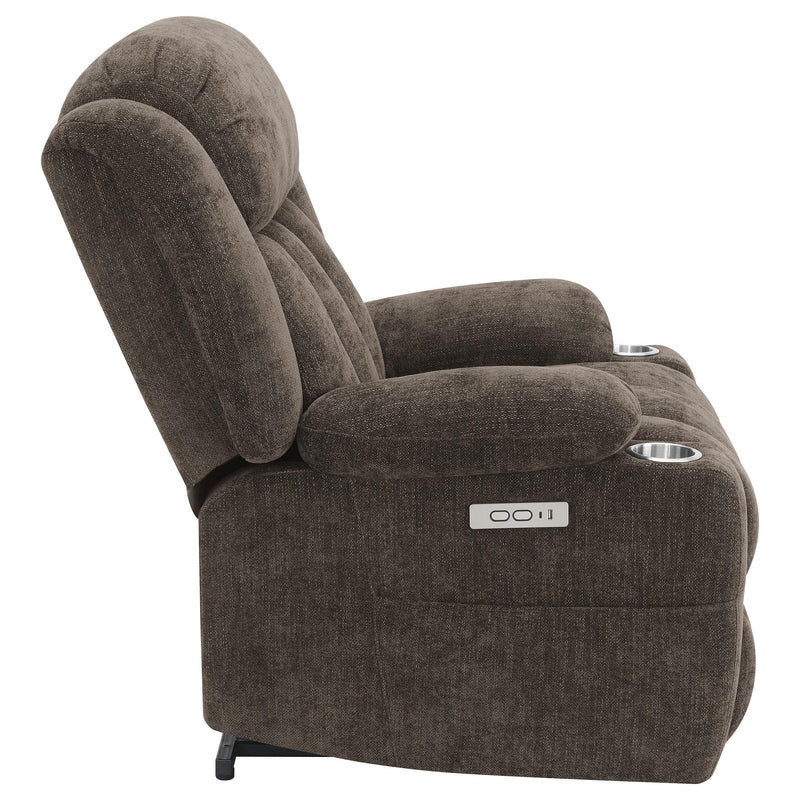 Coaster Furniture Houston 603233P Upholstered Power Lift Recliner Chair - Dark Brown IMAGE 9