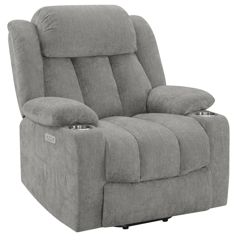 Coaster Furniture Houston 602284P Upholstered Power Lift Recliner - Grey IMAGE 1