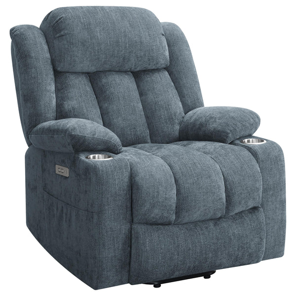Coaster Furniture Houston 602294P Upholstered Power Lift Recliner - Slate Blue IMAGE 1