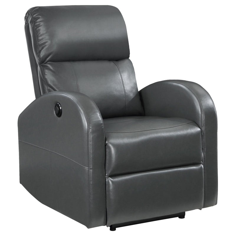 Coaster Furniture Grant 601499P Upholstered Power Recliner Chair - Grey IMAGE 1