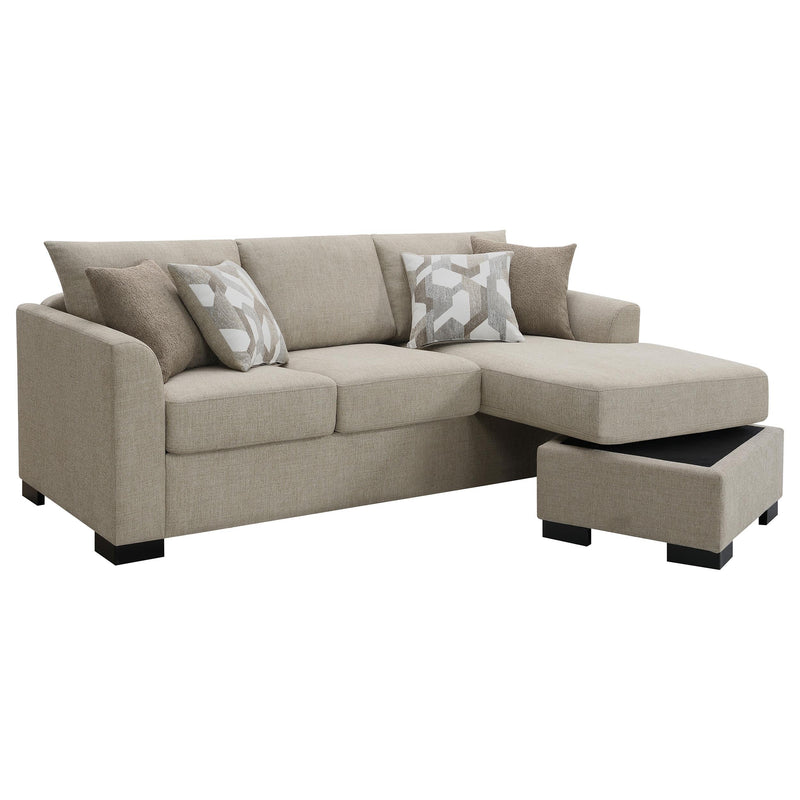 Coaster Furniture Storey 504778 Upholstered Sleeper Sectional Chaise Sofa - Camel IMAGE 2
