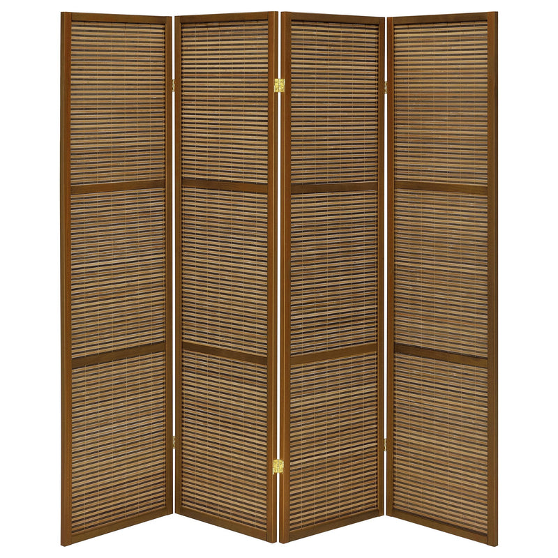 Coaster Furniture Browning 961638 4-panel Bamboo Room Divider Folding Screen - Walnut IMAGE 3