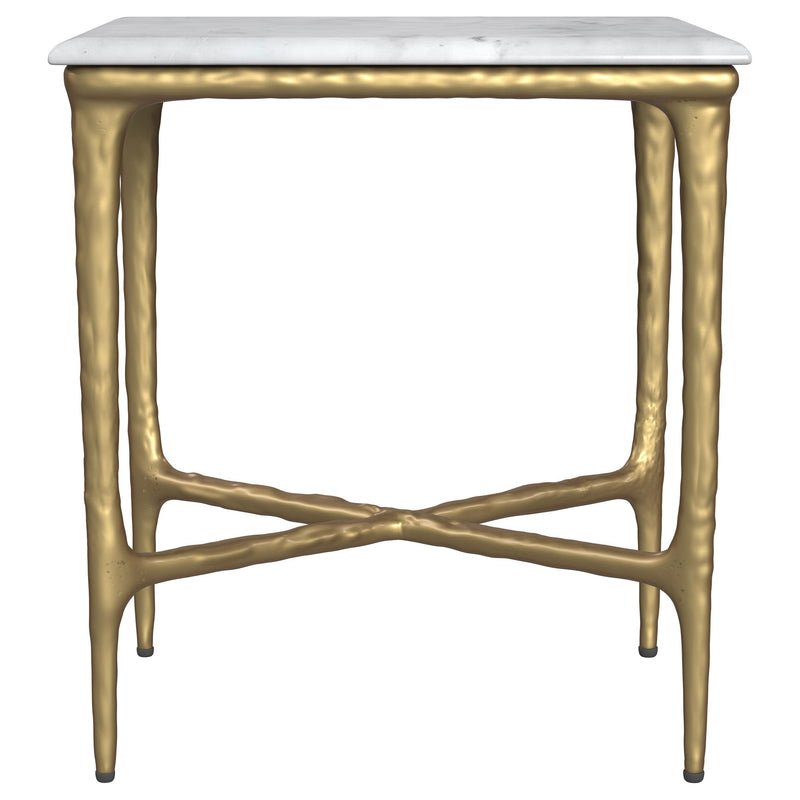 Coaster Furniture Baldwin 930091 Rectangular Marble Top Side Table - White and Gold IMAGE 2