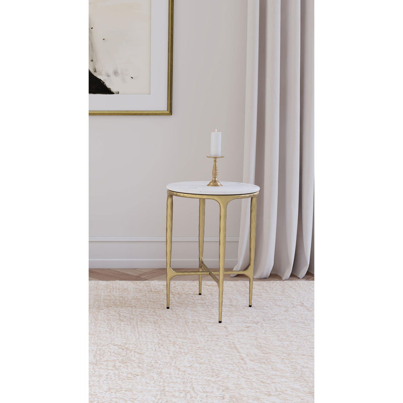 Coaster Furniture Baldwin 930081 Round Marble Top Side Table - White and Gold IMAGE 5