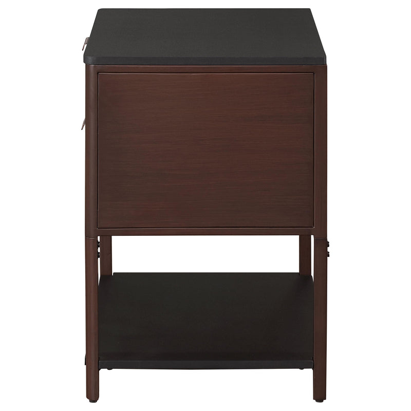 Coaster Furniture Zimmerlee 930221 2-Drawer Side Table with Shelf - Rust Brown IMAGE 4