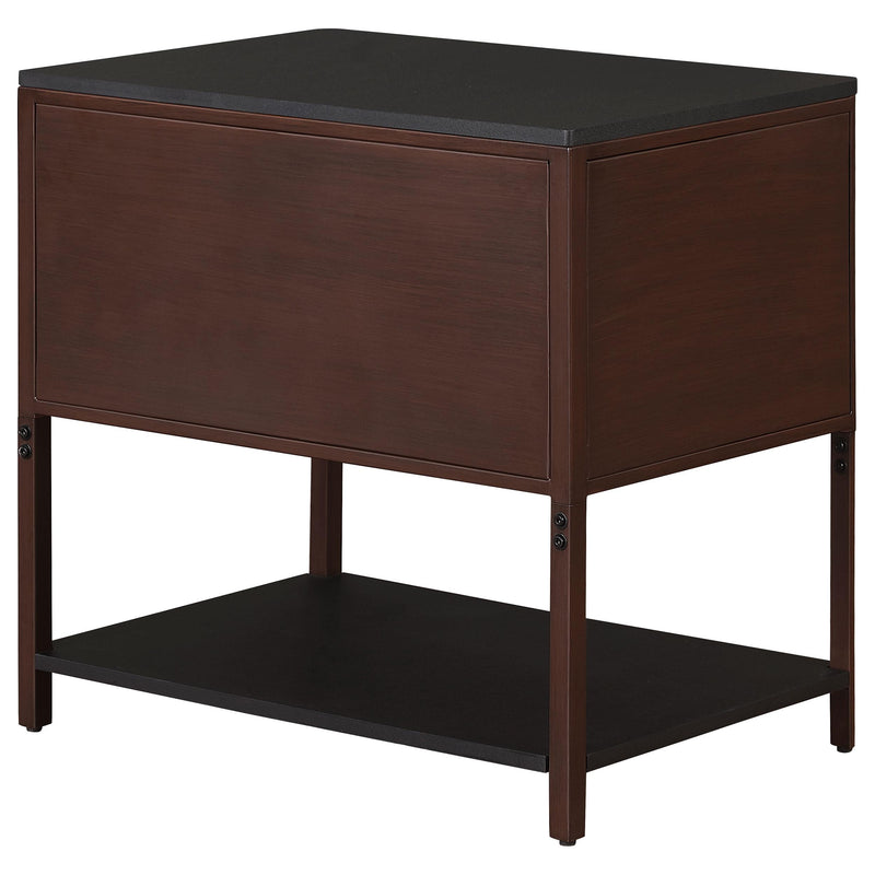 Coaster Furniture Zimmerlee 930221 2-Drawer Side Table with Shelf - Rust Brown IMAGE 6