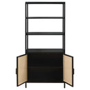 Coaster Furniture Amherst 961651 3-shelf Radio Weave Cane Metal Accent Cabinet - Black IMAGE 3