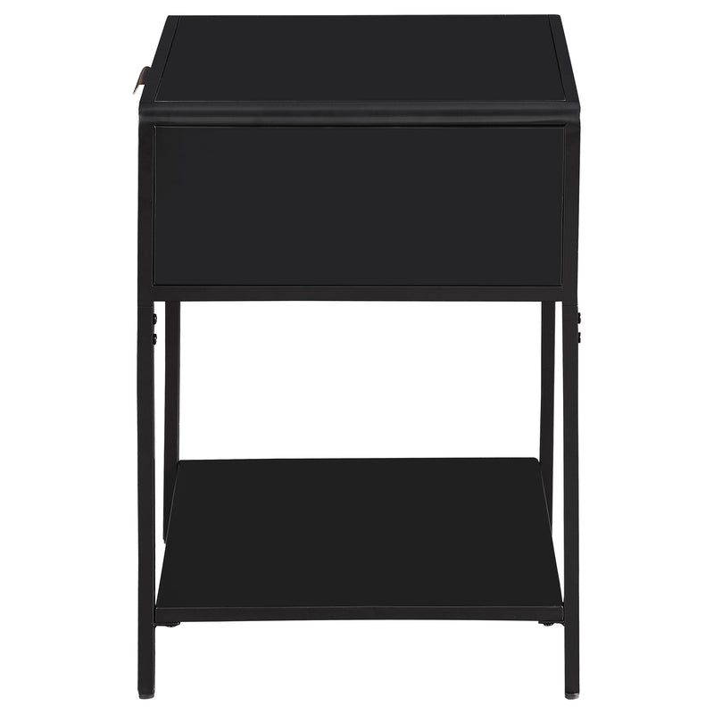Coaster Furniture Amherst 930235 1-Drawer Radio Weave Cane Metal Bedside Table - Black IMAGE 4