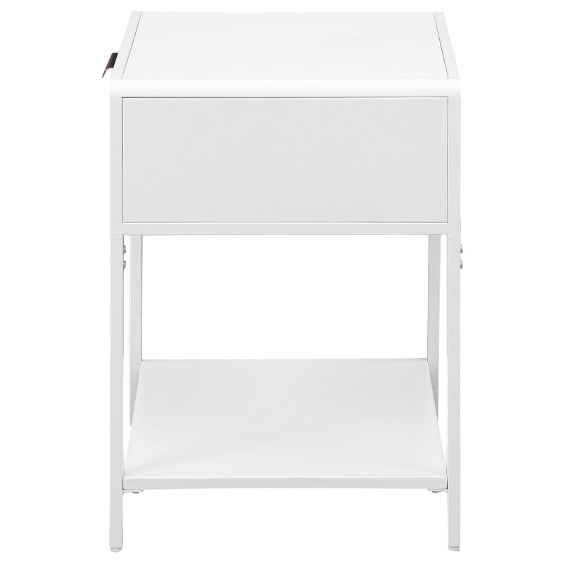 Coaster Furniture Amherst 930236 1-Drawer Radio Weave Cane Metal Bedside Table - White IMAGE 4