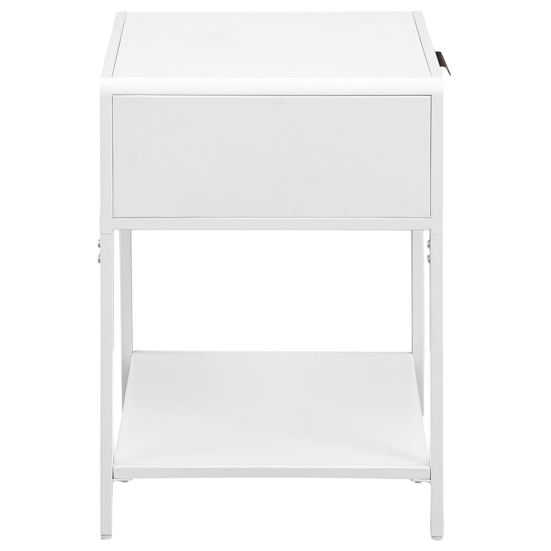 Coaster Furniture Amherst 930236 1-Drawer Radio Weave Cane Metal Bedside Table - White IMAGE 7